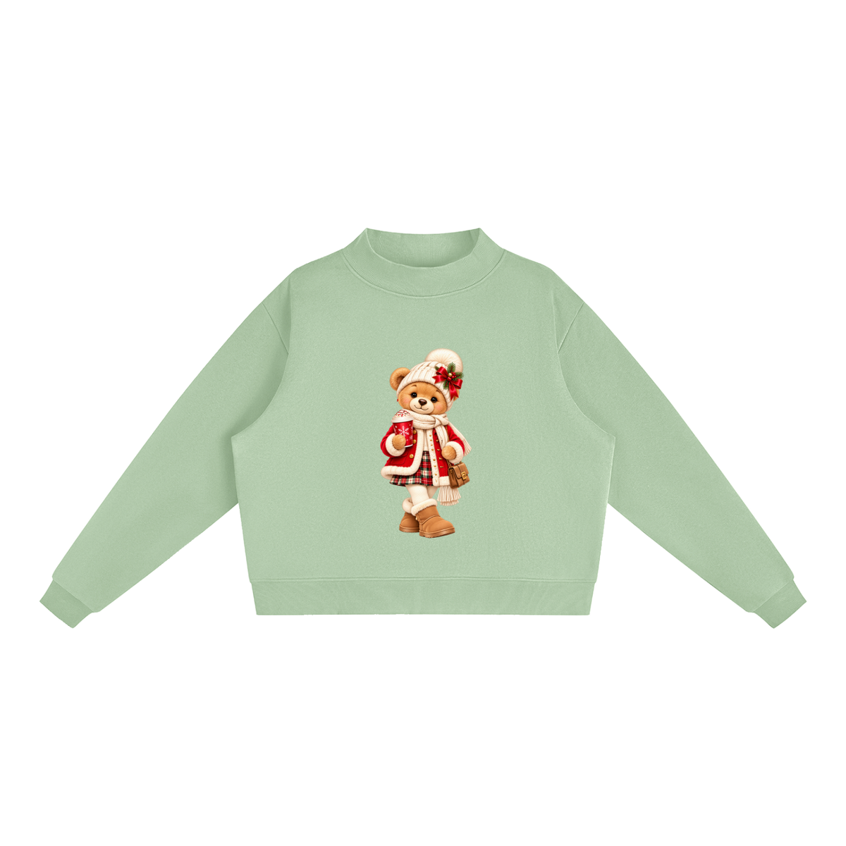 Christmas Teddy Bear Oversized Fleece Sweatshirt – Festive Collection
