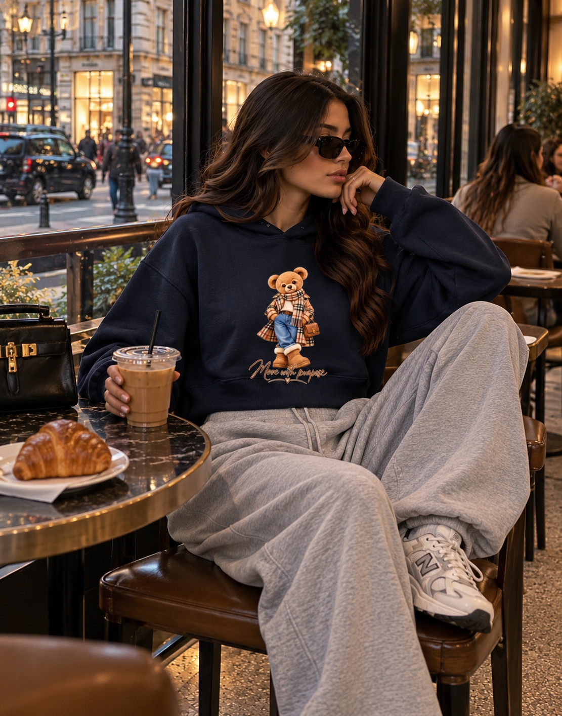 AV Gilrs Vintage Wash Heavyweight Hoodie – Teddy Bear Graphic