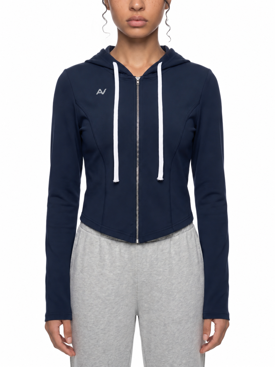 Girls Slim Cropped Full Zip Hoodie