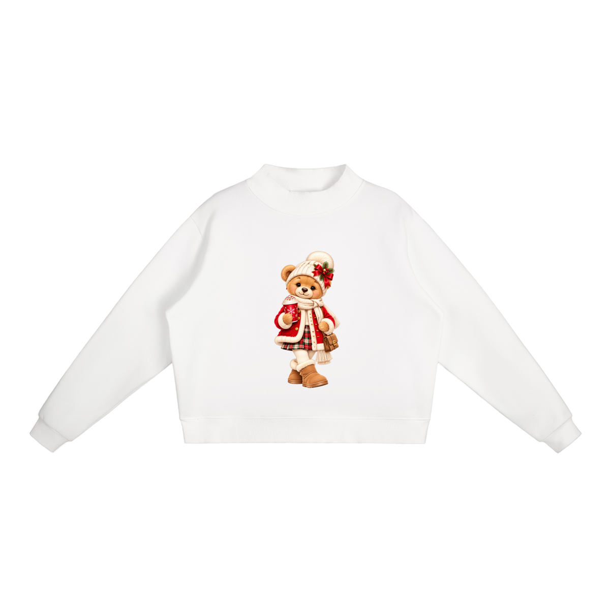 Christmas Teddy Bear Oversized Fleece Sweatshirt – Festive Collection