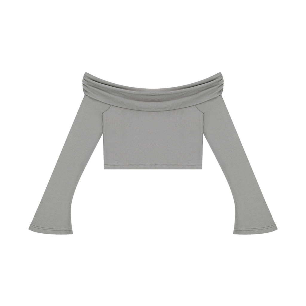 AV Girls Off-the-Shoulder Bell Sleeve Crop Top