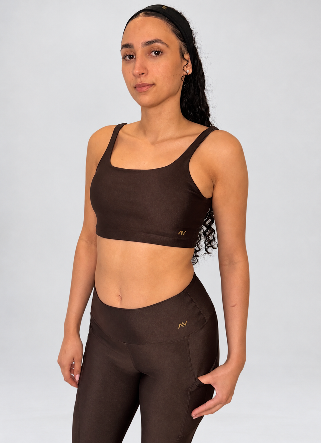 AV Premium High-Waisted Gym Set – Chocolate Brown