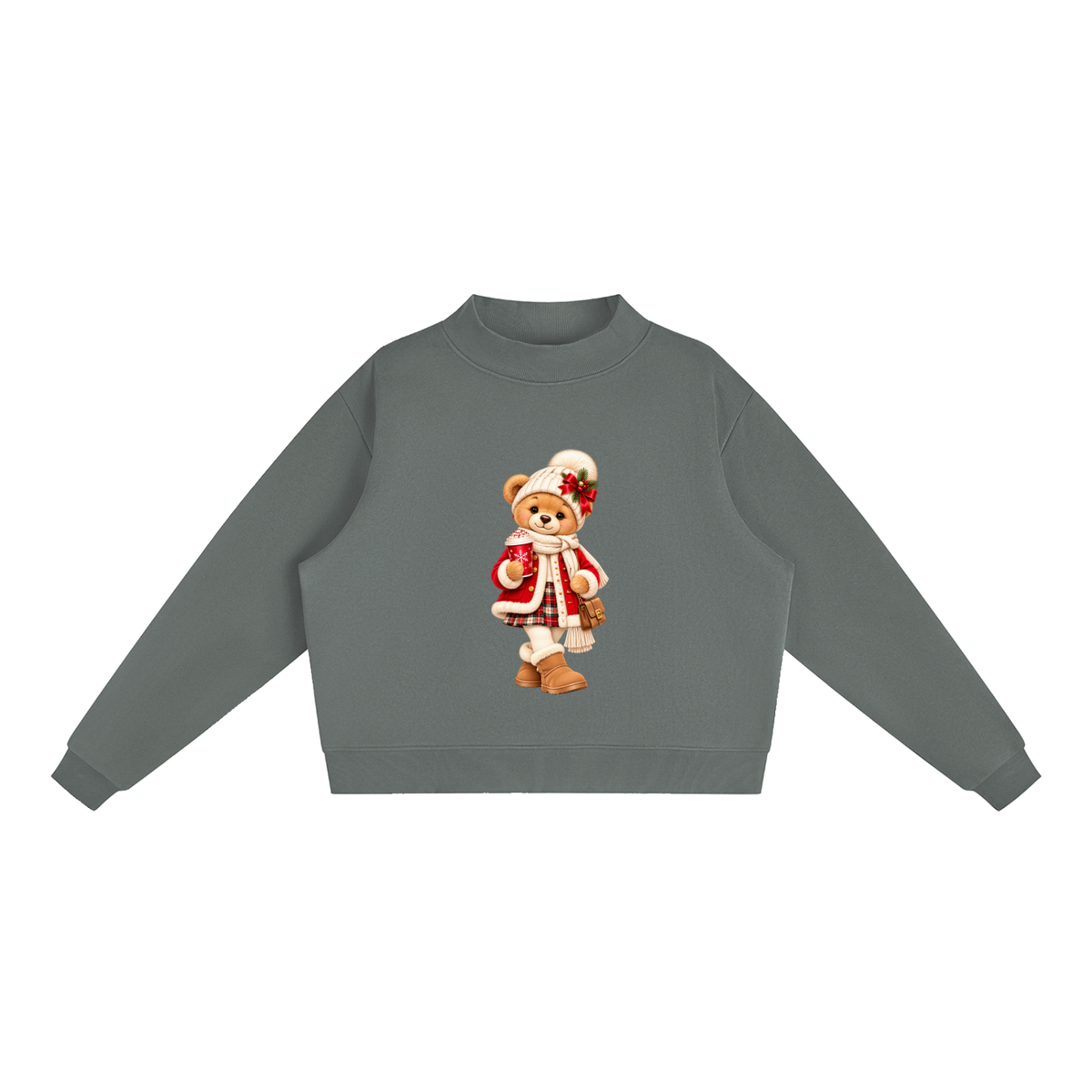 Christmas Teddy Bear Oversized Fleece Sweatshirt – Festive Collection