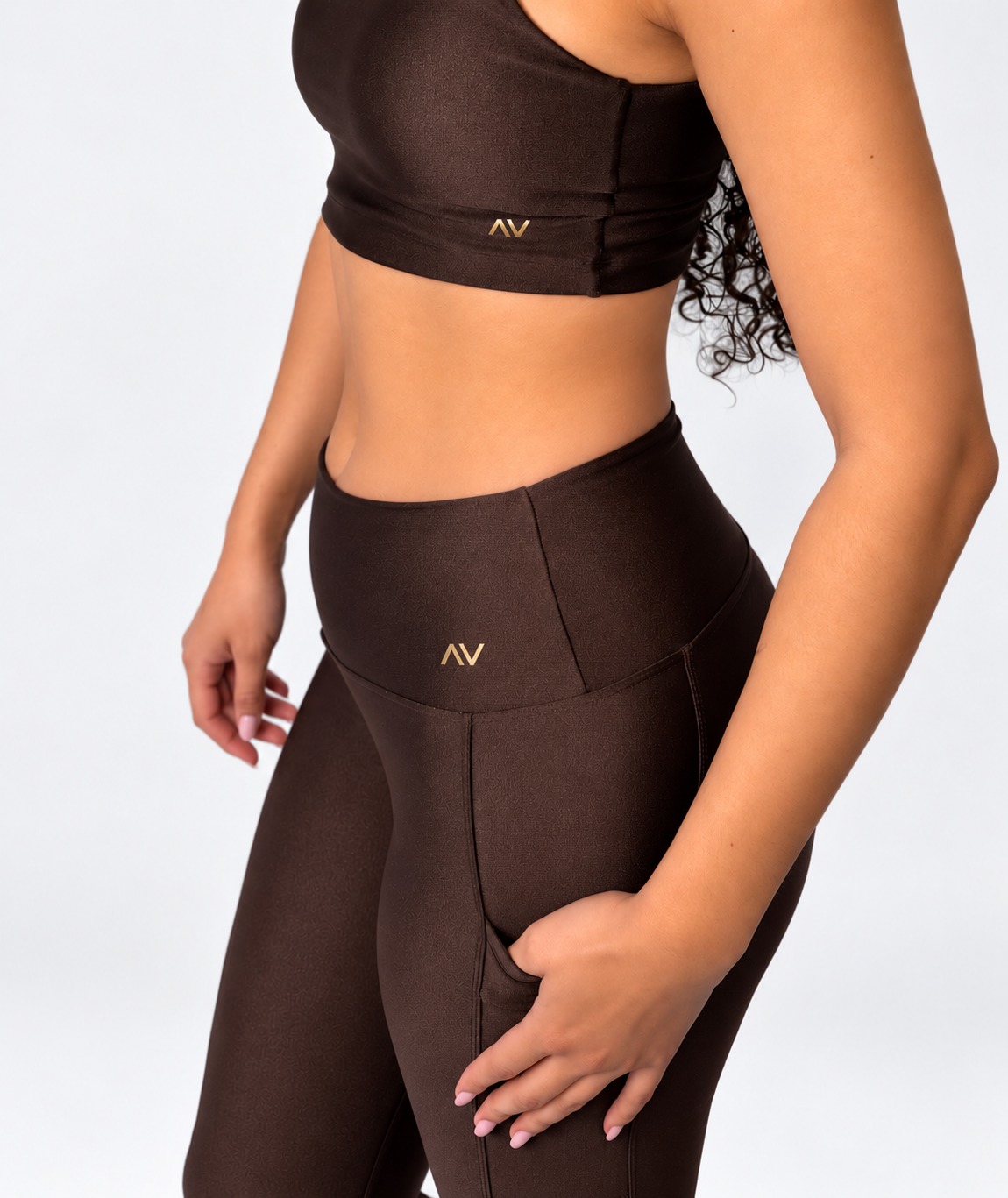 AV Premium High-Waisted Gym Set – Chocolate Brown