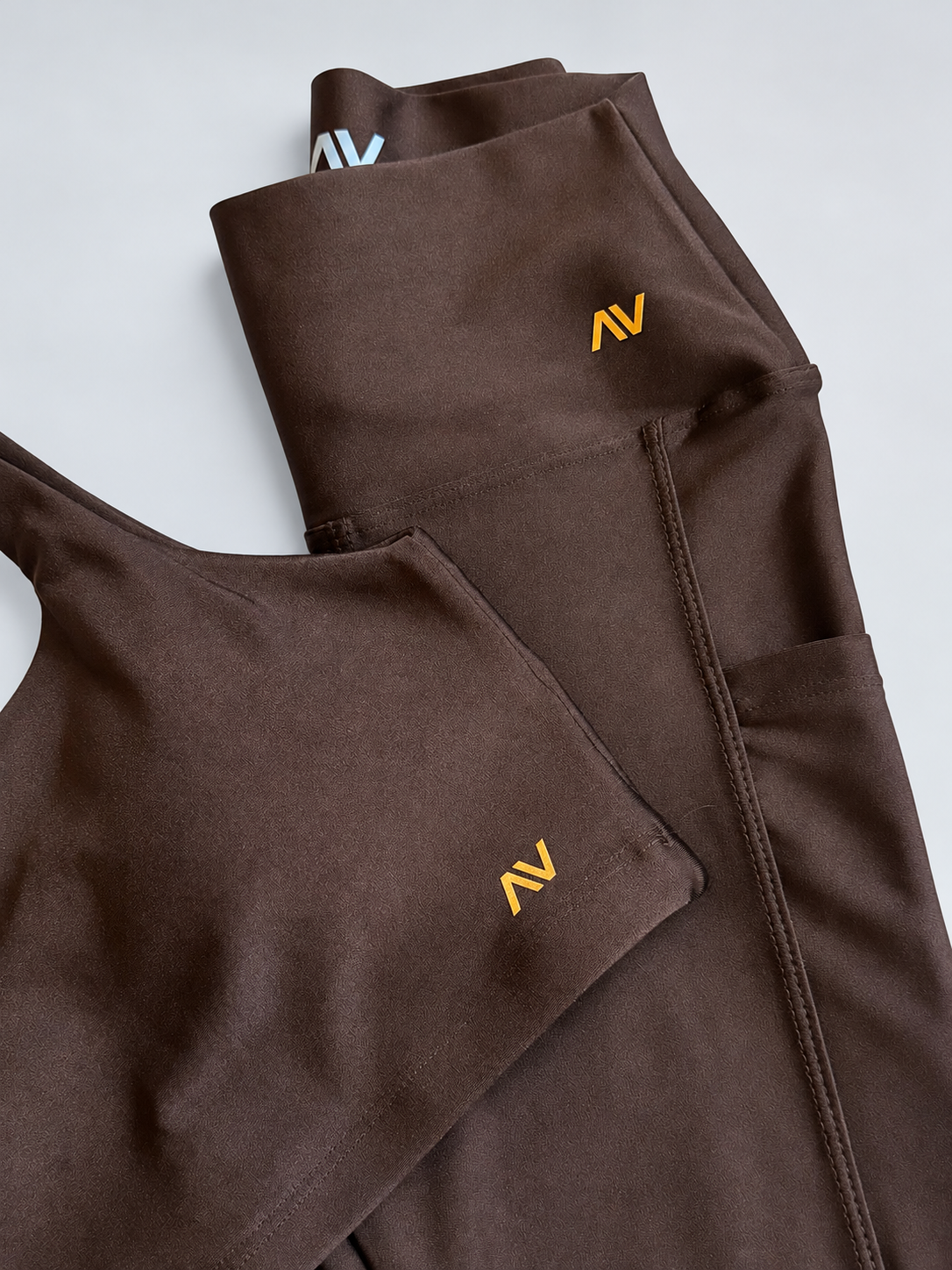 AV Premium High-Waisted Gym Set – Chocolate Brown