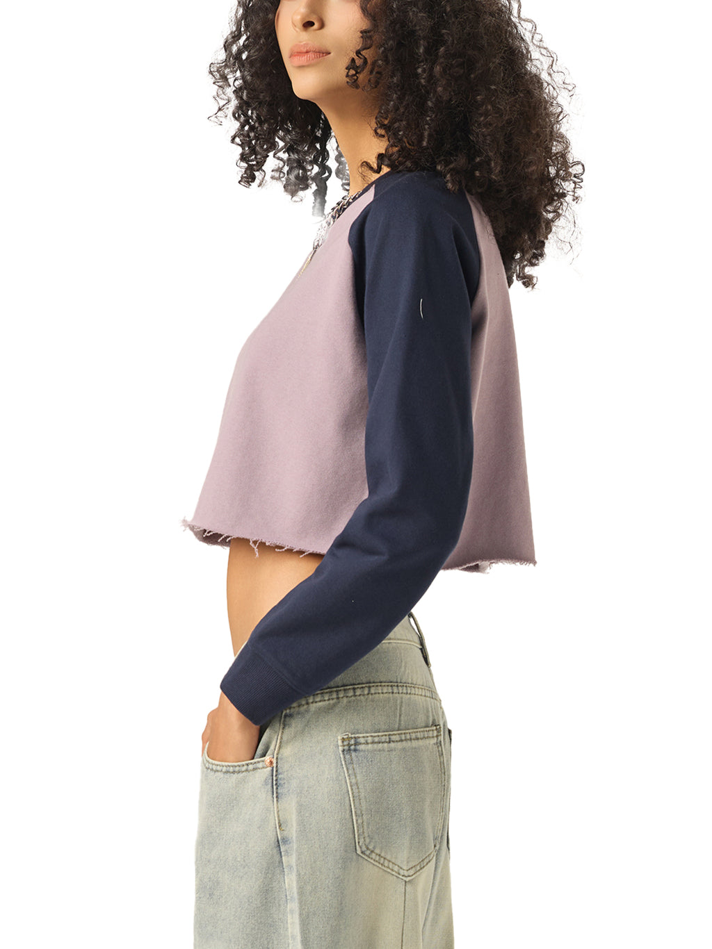 AV Colour Block Raglan Crop Sweatshirt