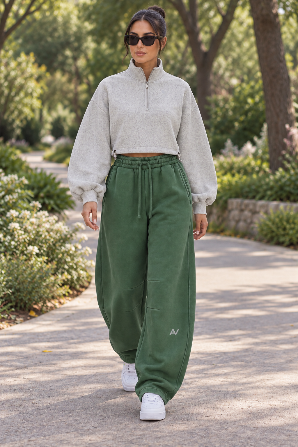 AV Girls Vintage Wash Barrel Leg Fleece Sweatpants – Unisex Relaxed Fit