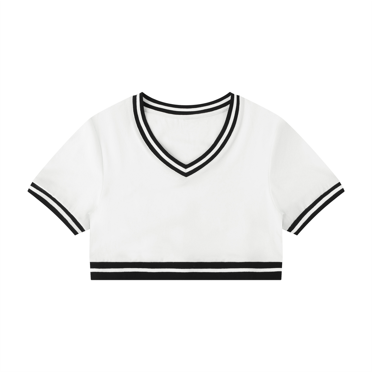 AV Girls Y2K Colour Block V-Neck Crop T-Shirt