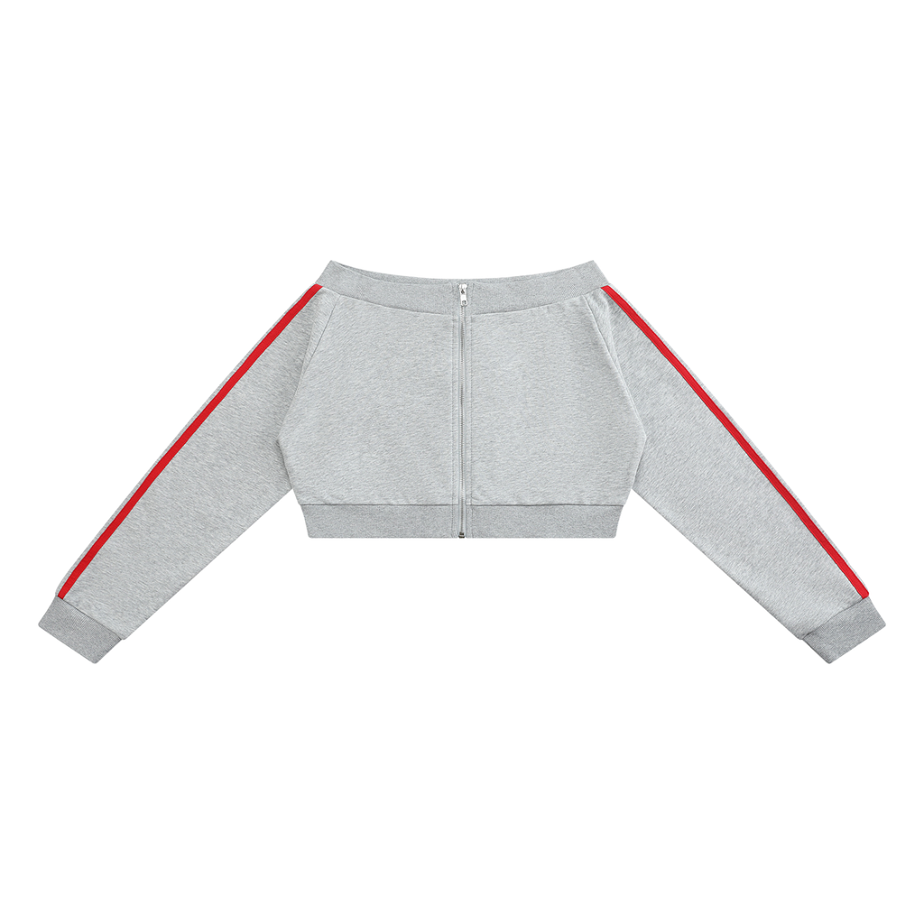 AV Girls Women’s Off-Shoulder Cropped Zip-Up Sweatshirt