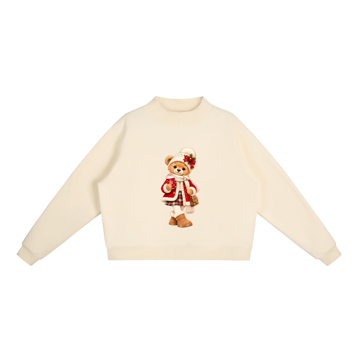 Christmas Teddy Bear Oversized Fleece Sweatshirt – Festive Collection