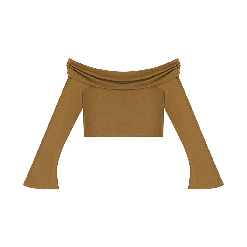 AV Girls Off-the-Shoulder Bell Sleeve Crop Top