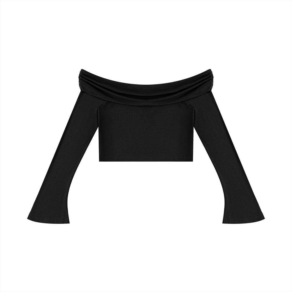 AV Girls Off-the-Shoulder Bell Sleeve Crop Top
