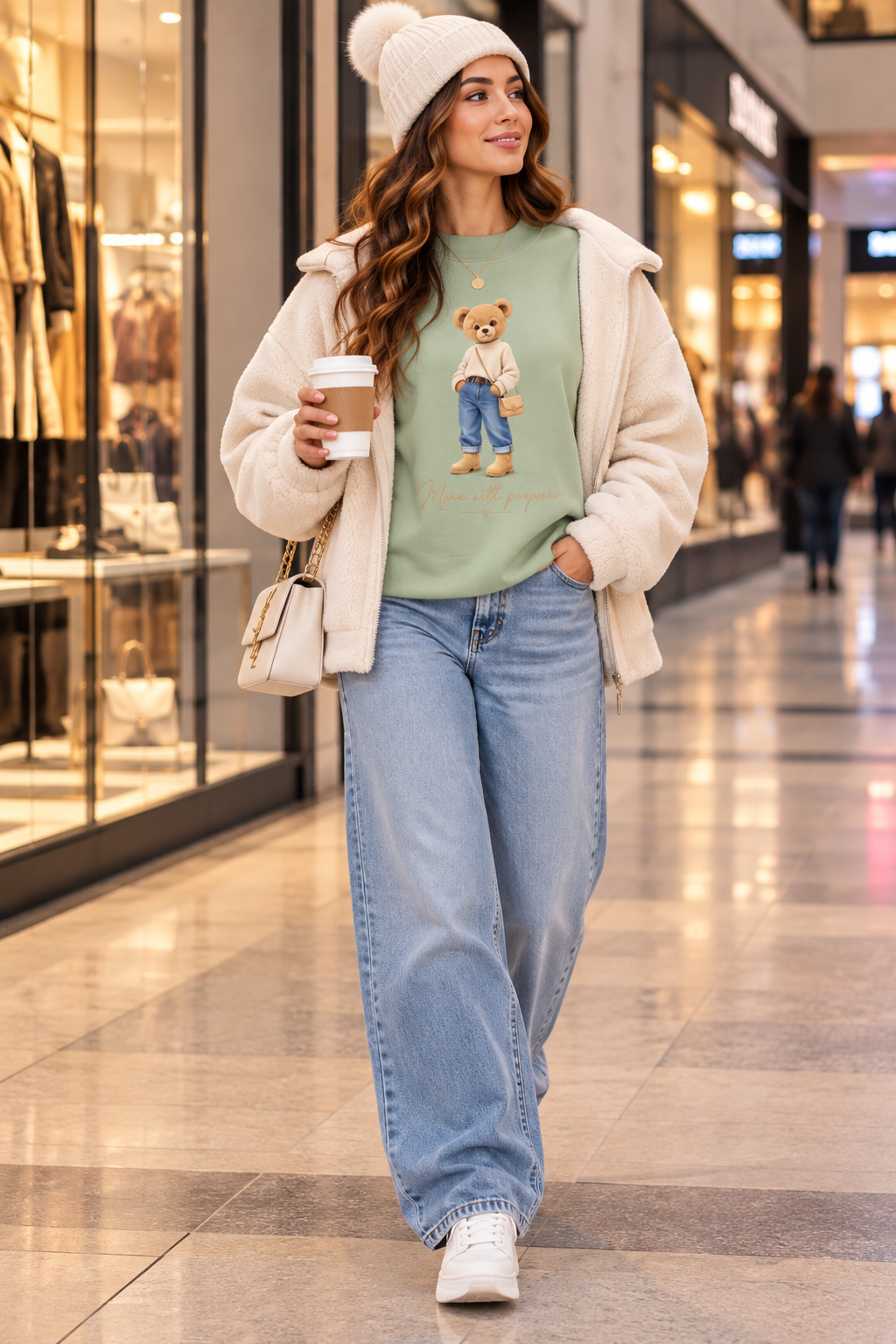 AV Teddy Bear Oversized Fleece Sweatshirt – Move With Purpose