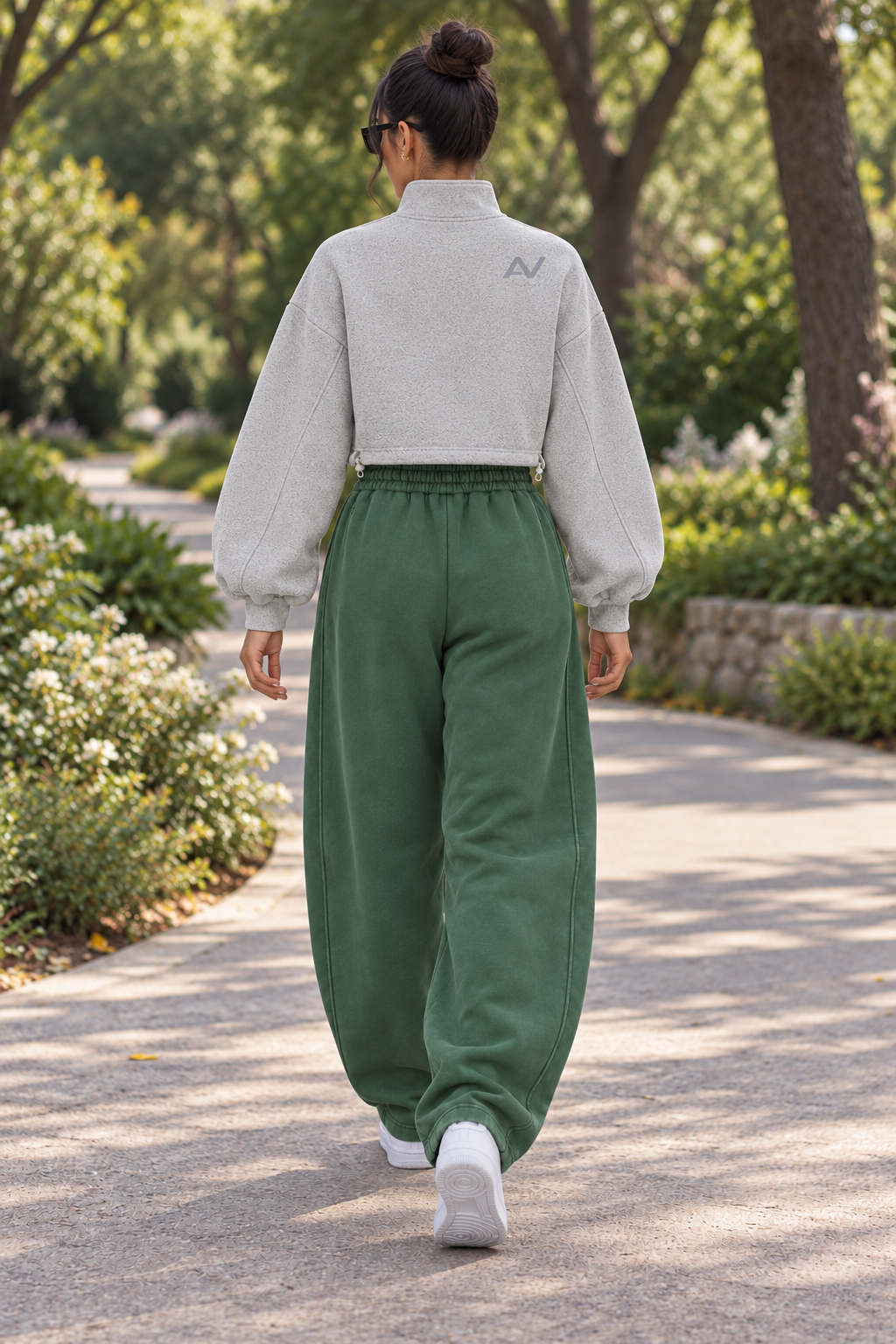 AV Girls Vintage Wash Barrel Leg Fleece Sweatpants – Unisex Relaxed Fit