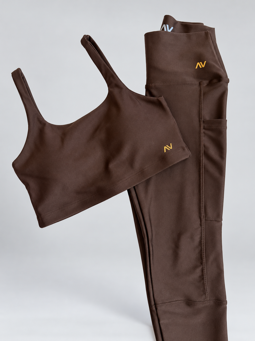AV Premium High-Waisted Gym Set – Chocolate Brown