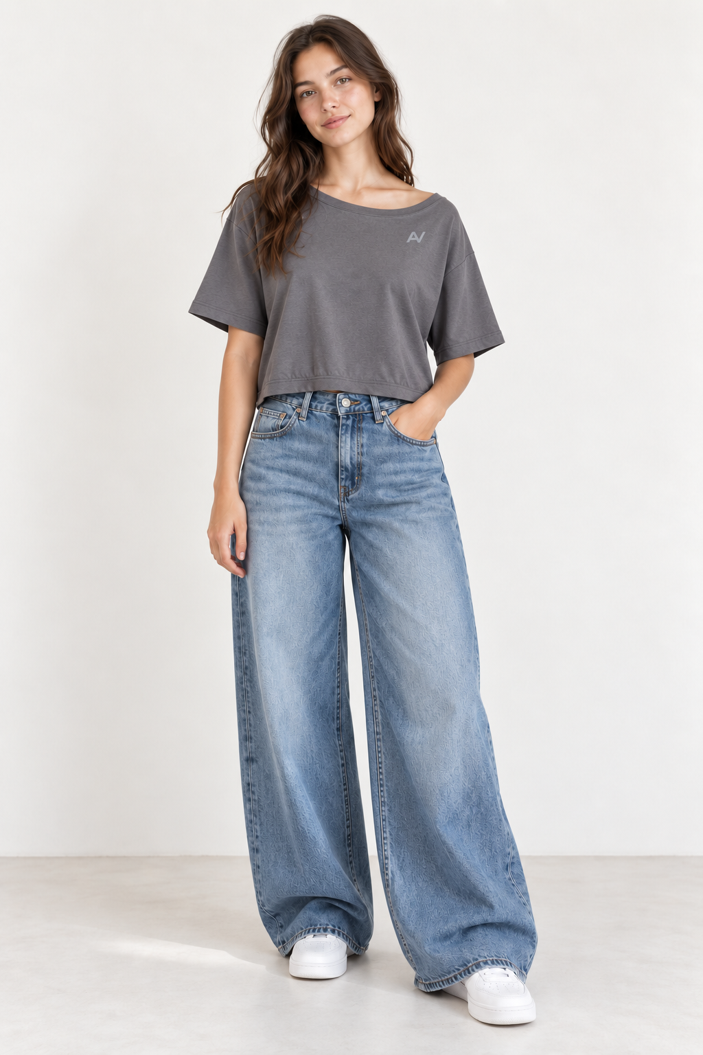 AV Asymmetric Shoulder Oversized Cotton T-Shirt