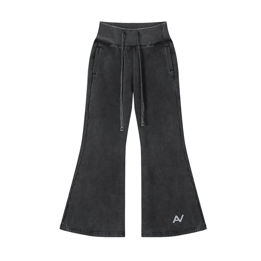 AV Vintage Washed Flared Fleece Trousers – Women’s Wide-Leg Streetwear