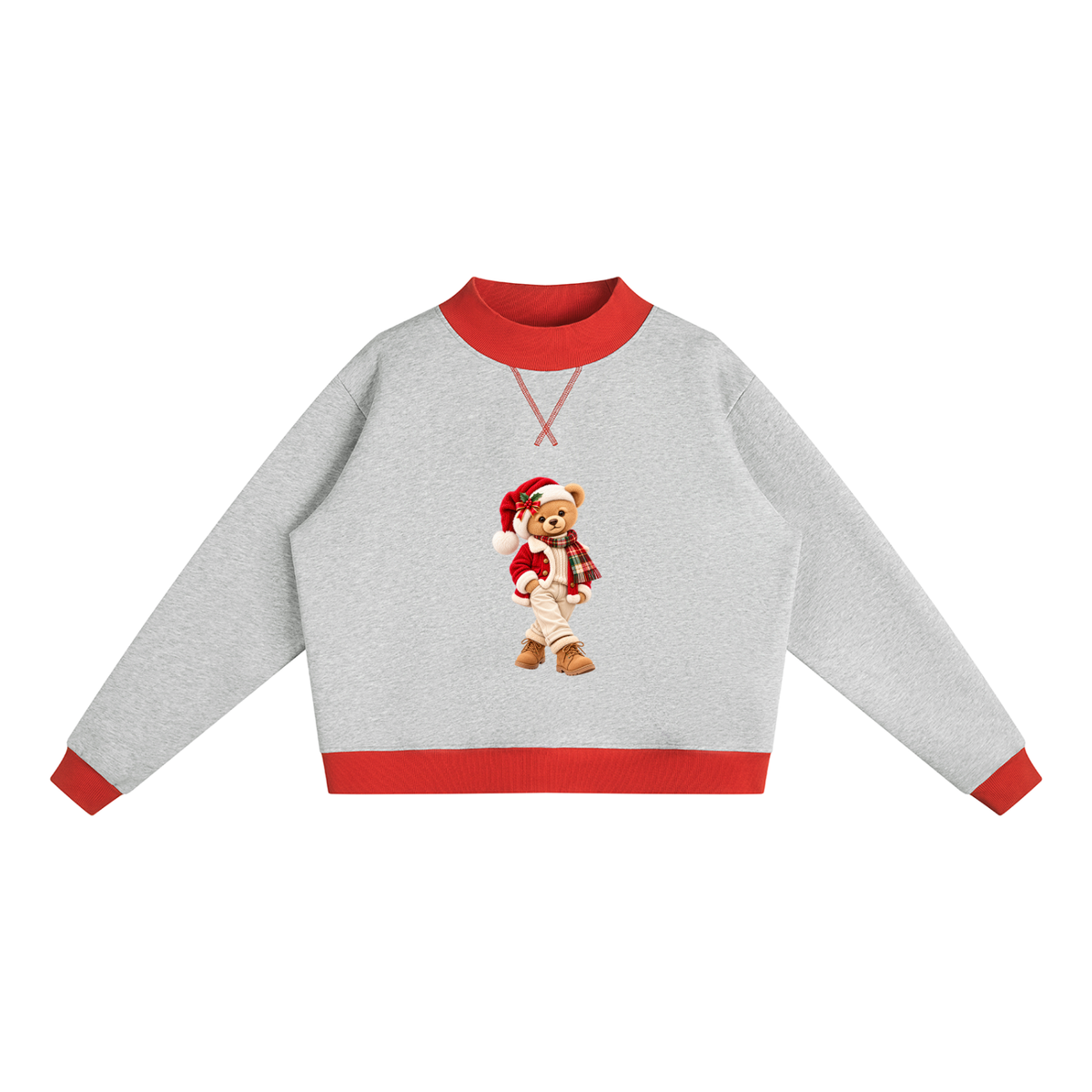 Christmas Teddy Bear Oversized Fleece Sweatshirt – Festive Collection