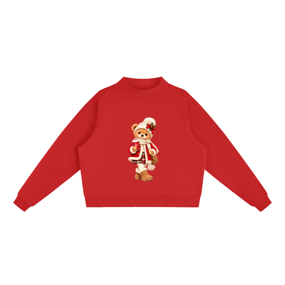 Christmas Teddy Bear Oversized Fleece Sweatshirt – Festive Collection