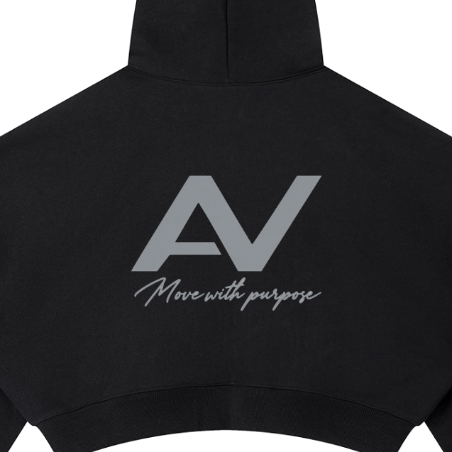 AV Girls Move With Purpose Cropped Hoodie – Black