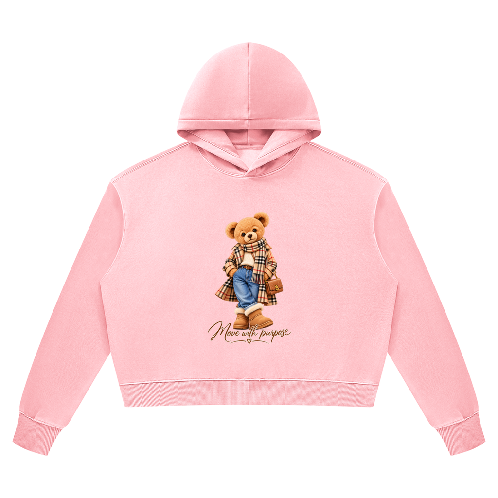 AV Gilrs Vintage Wash Heavyweight Hoodie – Teddy Bear Graphic