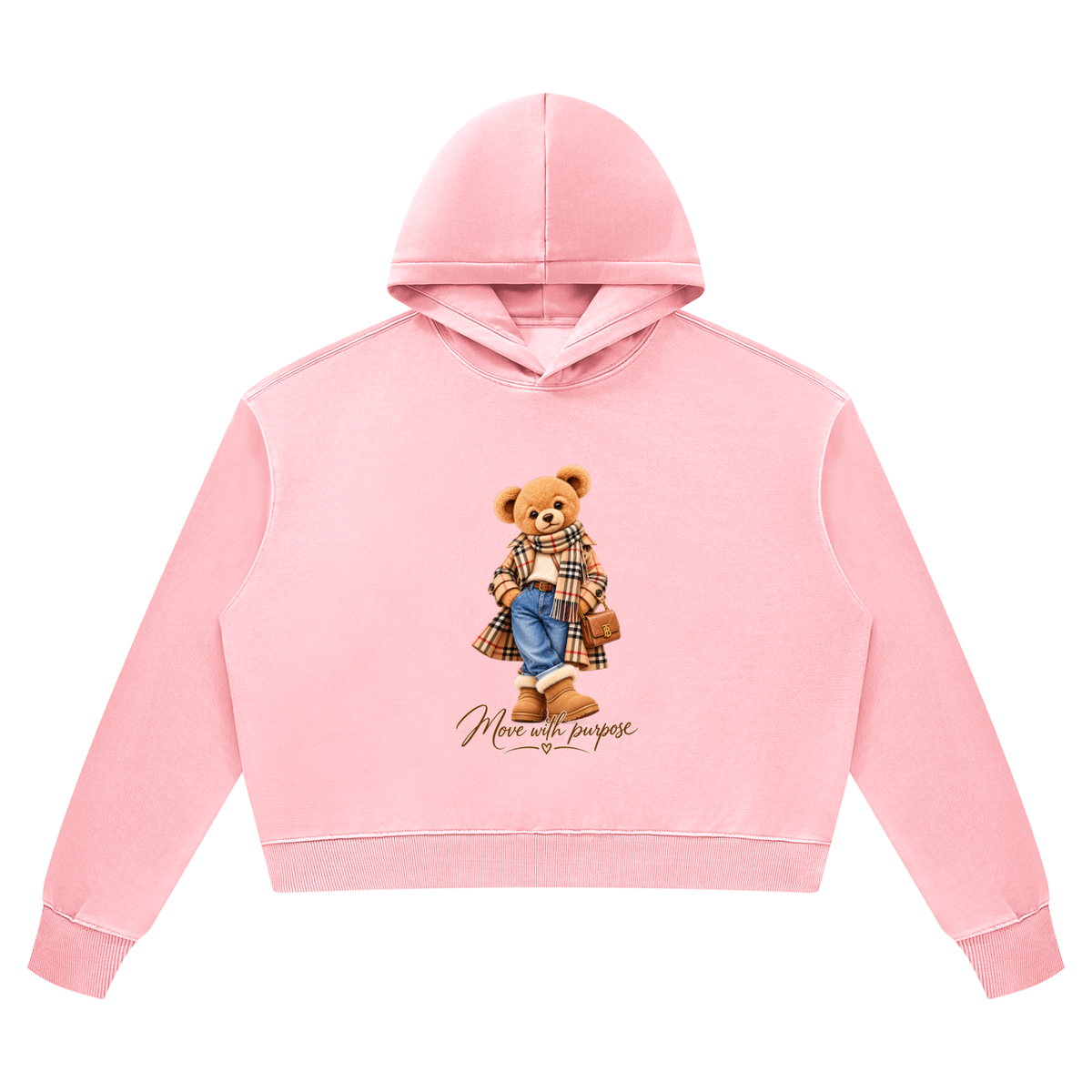 AV Gilrs Vintage Wash Heavyweight Hoodie – Teddy Bear Graphic