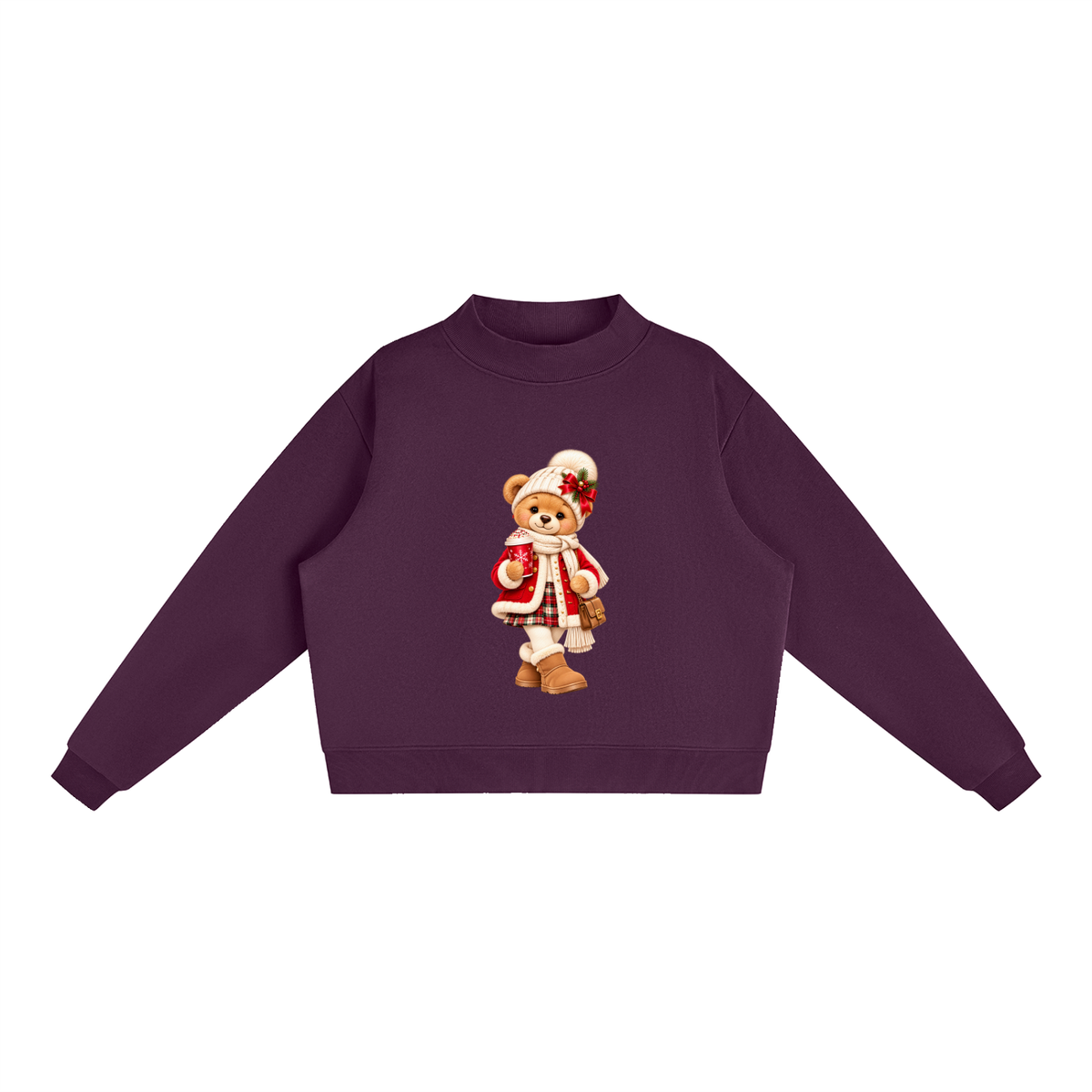 Christmas Teddy Bear Oversized Fleece Sweatshirt – Festive Collection