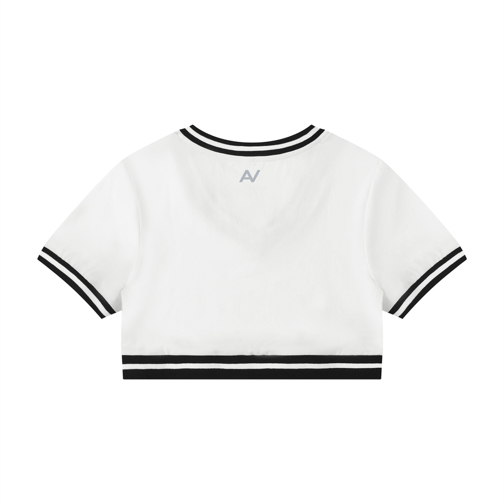 AV Girls Y2K Colour Block V-Neck Crop T-Shirt